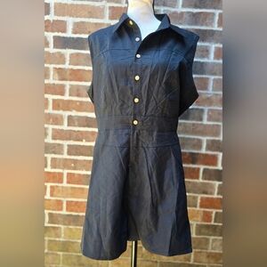 Black Womans Romper Suit With Natual Brown Buttons